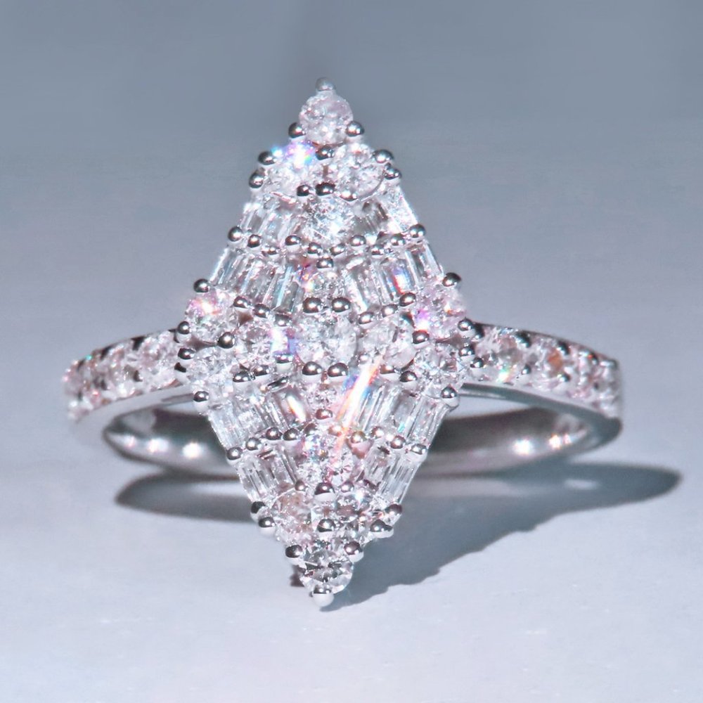 💎 Trendy Rhombus Flower Rectangle Gemstone Zircon Rings for Women, PD158